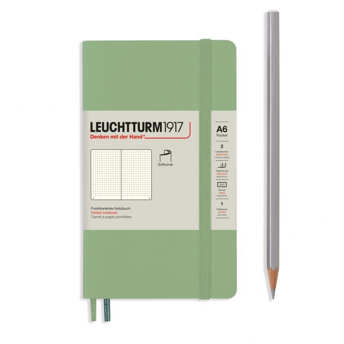L NOTEBOOK SC A6 POCKET DOTTED SAGE 123p