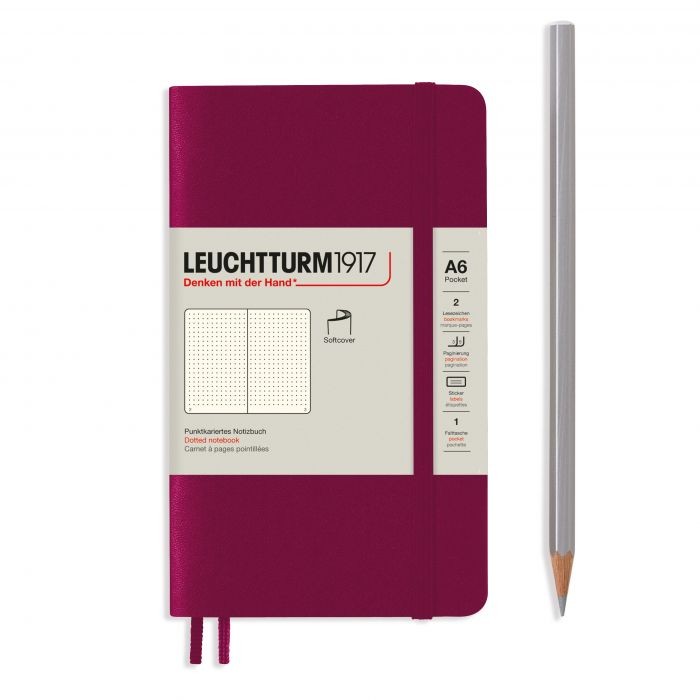 L NOTEBOOK SC A6 POCKET DOTTED PORT RED 123p