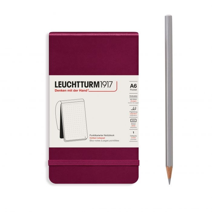 L NOTEPAD HC A6 POCKET DOTTED PORT RED 184p