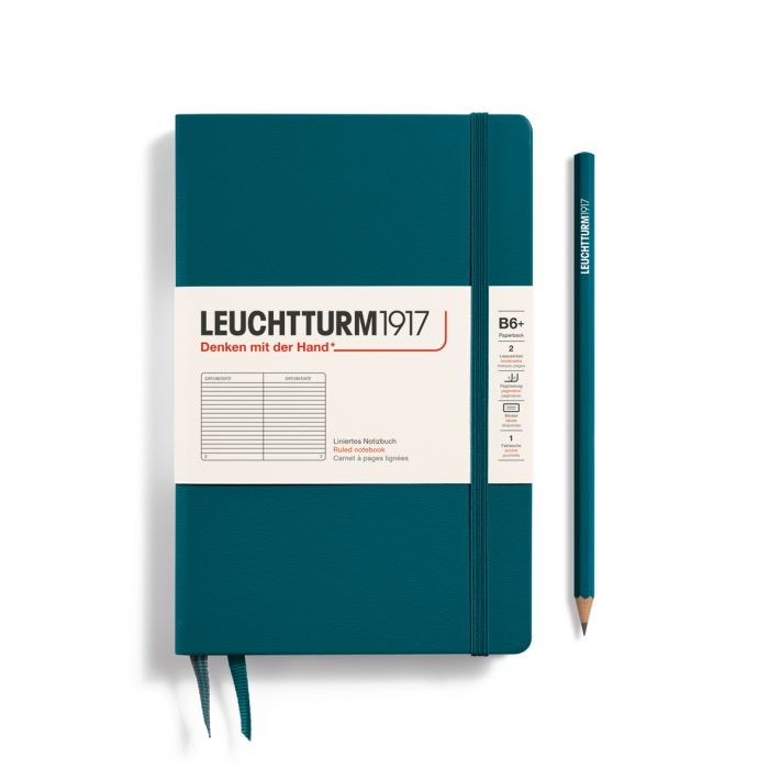L NOTEBOOK HC B6+ PAPERBACK RULED PACIFIC GREEN 219p