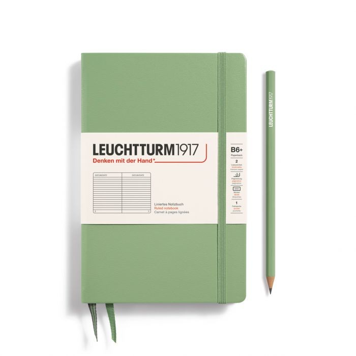 L NOTEBOOK HC B6+ PAPERBACK RULED SAGE 219p
