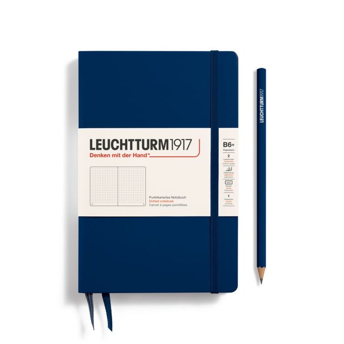 L NOTEBOOK HC B6+ PAPERBACK DOTTED NAVY 219p