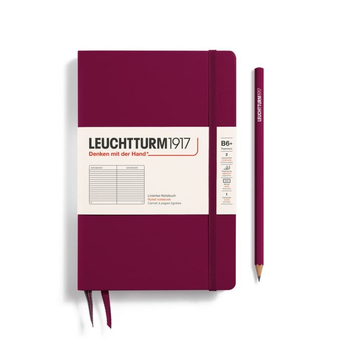 L NOTEBOOK HC B6+ PAPERBACK RULED PORT RED 219p