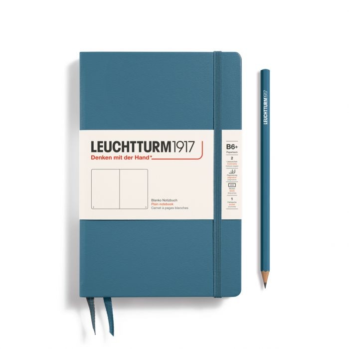 L NOTEBOOK HC B6+ PAPERBACK PLAIN STONE BLUE 219p