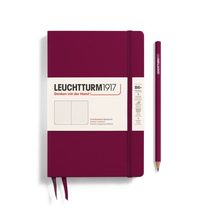 L NOTEBOOK HC B6+ PAPERBACK DOTTED PORT RED 219p