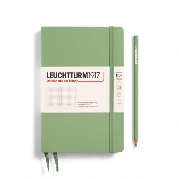 L NOTEBOOK HC B6+ PAPERBACK DOTTED SAGE 219p