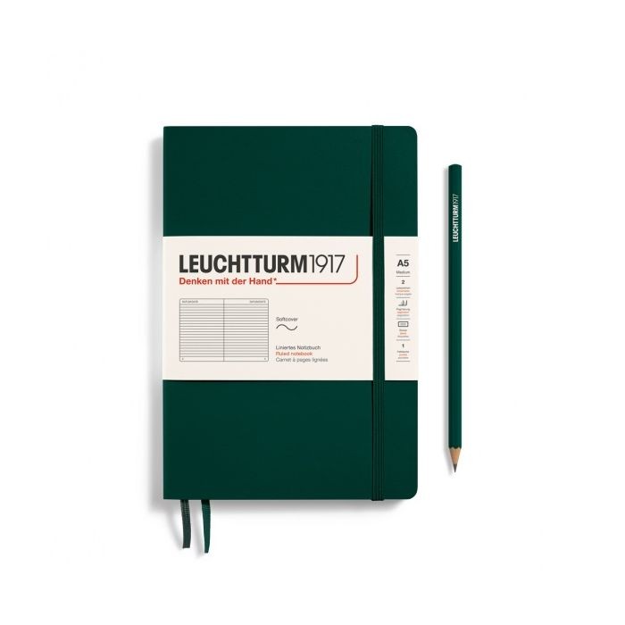 L NOTEBOOK SC A5 MED RULED FOREST GREEN 123p