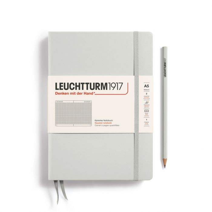 L NOTEBOOK HC A5 MED SQUARED LIGHT GREY 251p