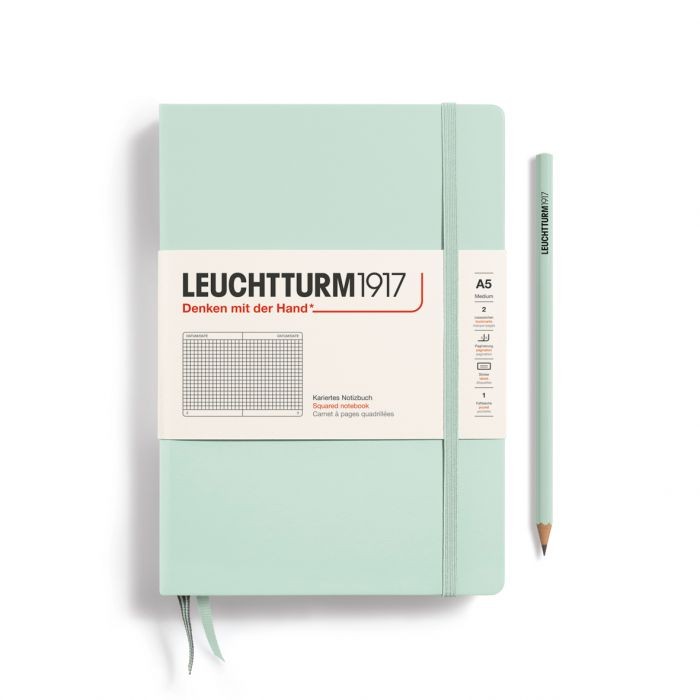 L NOTEBOOK HC A5 MED SQUARED MINT GREEN 251p
