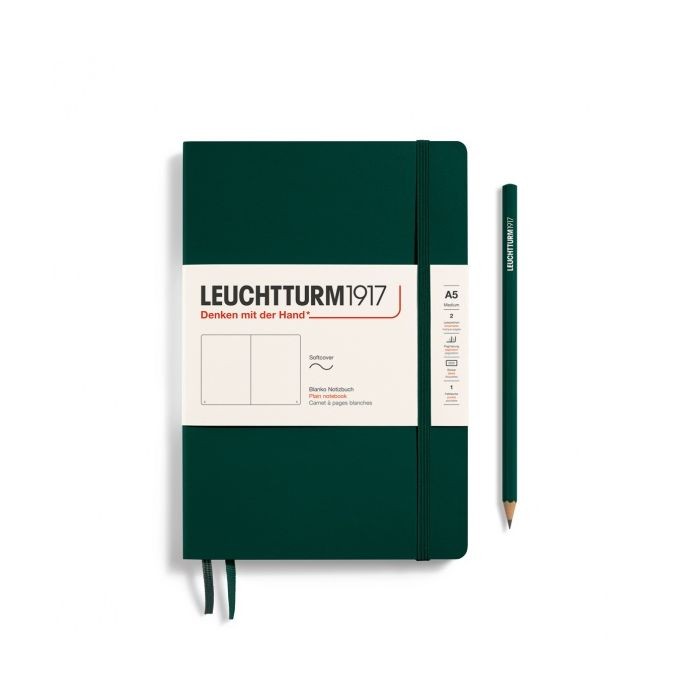 L NOTEBOOK SC A5 MED PLAIN FOREST GREEN 123p