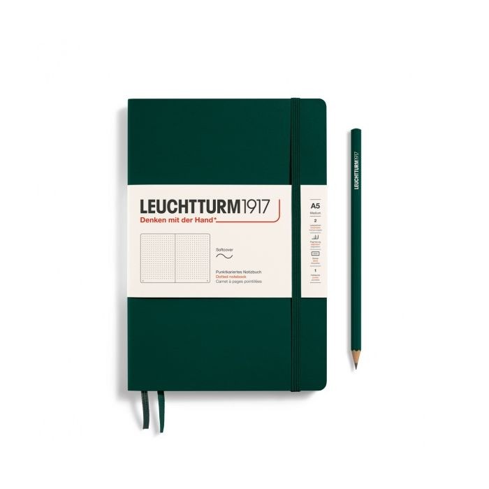 L NOTEBOOK SC A5 MED DOTTED FOREST GREEN 123p