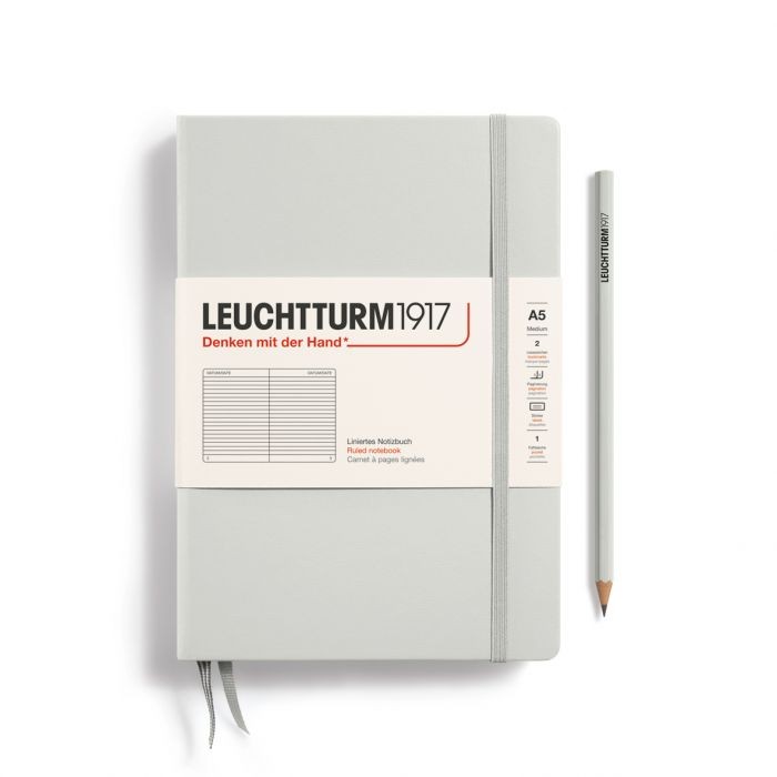 L NOTEBOOK HC A5 MED RULED LIGHT GREY 251p