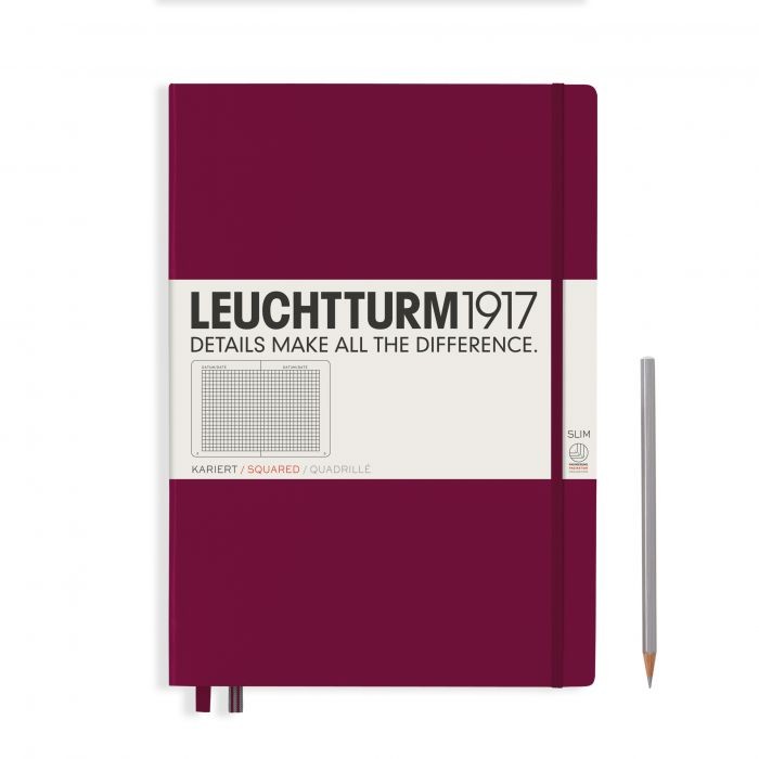 L NOTEBOOK HC A4+SL SQUARED PORT RED 123p
