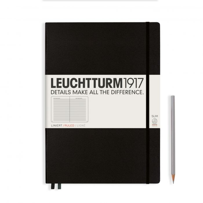 L NOTEBOOK HC A4+SL RULED BLACK 123p