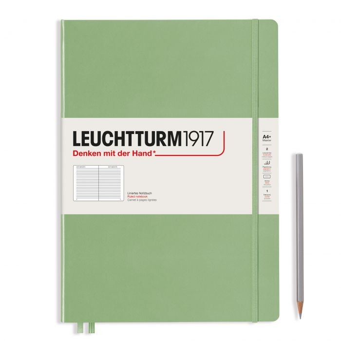 L NOTEBOOK HC A4+SL RULED SAGE 123p