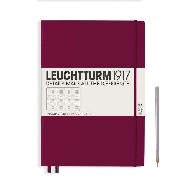 L NOTEBOOK HC A4+SL DOTTED PORT RED 123p