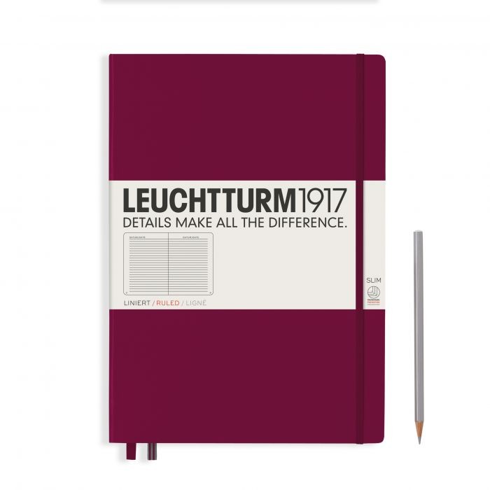 L NOTEBOOK HC A4+SL RULED PORT RED 123p