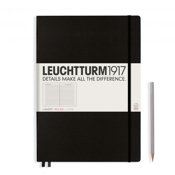 L NOTEBOOK HC A4+CL RULED BLACK 235p