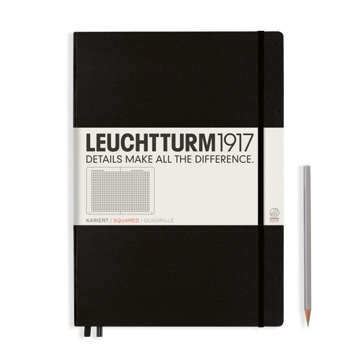 L NOTEBOOK HC A4+CL SQUARED BLACK 235p