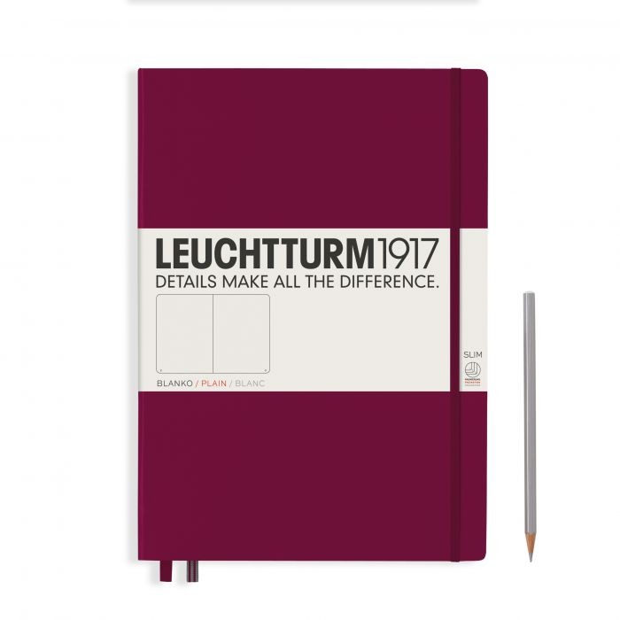 L NOTEBOOK HC A4+SL PLAIN PORT RED 123p