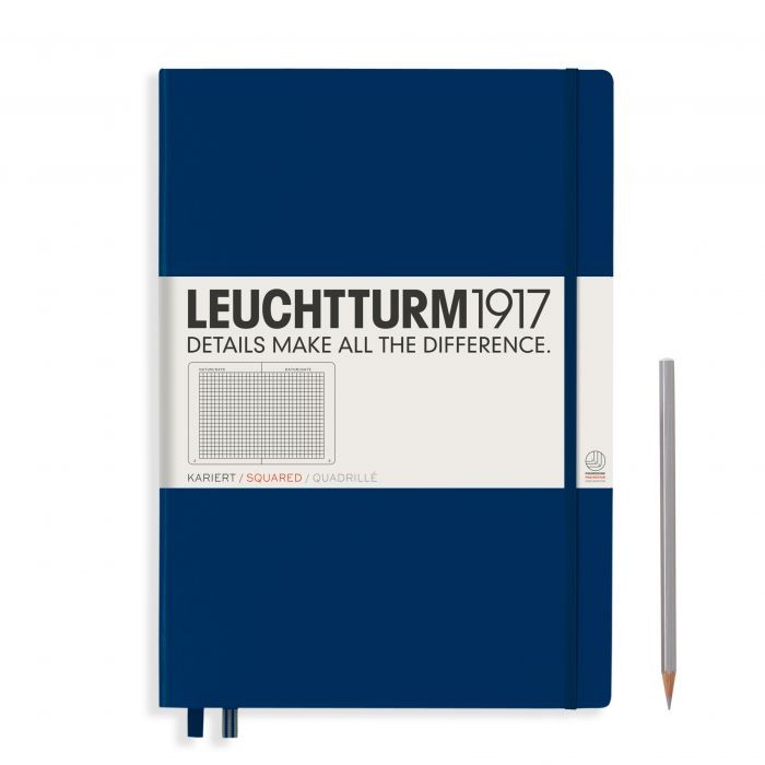 L NOTEBOOK HC A4+CL SQUARED NAVY 235p