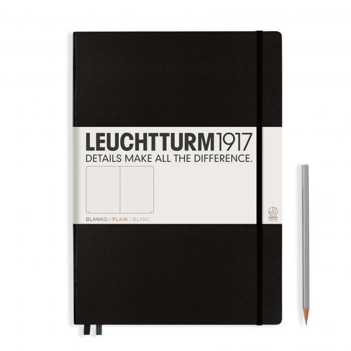 L NOTEBOOK HC A4+CL PLAIN BLACK 235p
