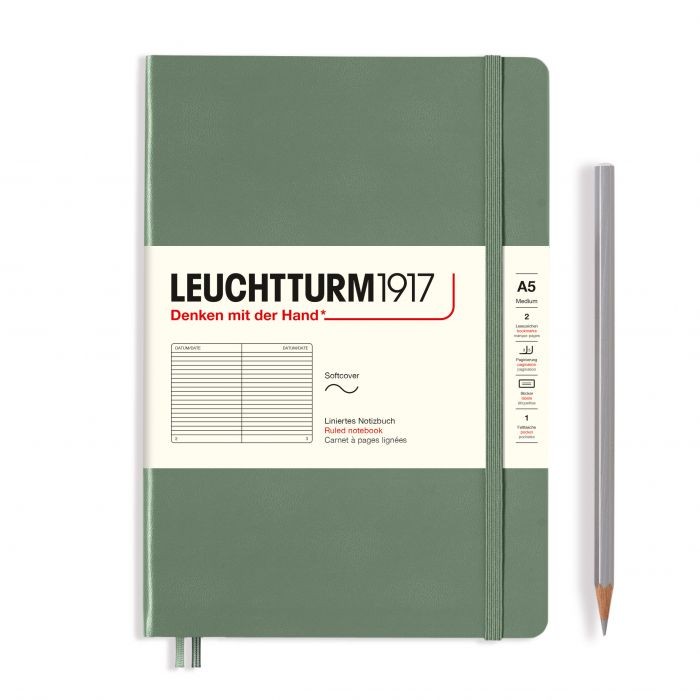 L NOTEBOOK SC A5 MED RULED OLIVE 123p