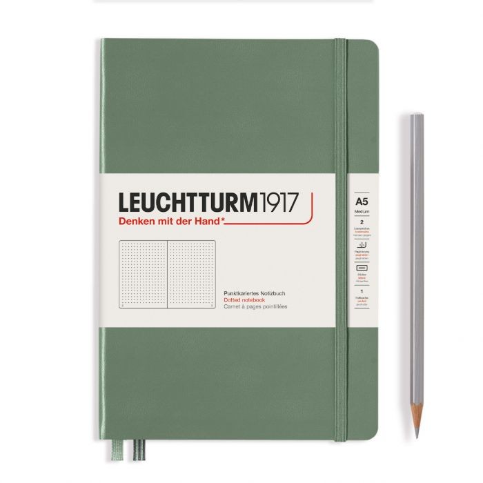L NOTEBOOK HC A5 MED DOTTED OLIVE 251p