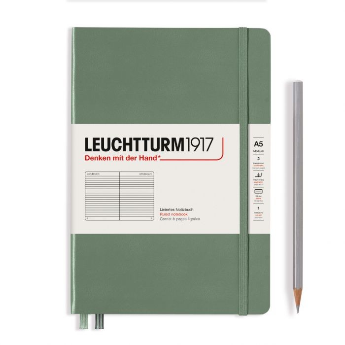 L NOTEBOOK HC A5 MED RULED OLIVE 251p