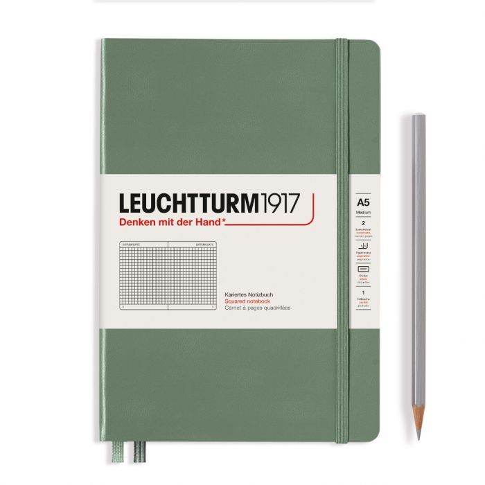 L NOTEBOOK HC A5 MED SQUARED OLIVE 251p