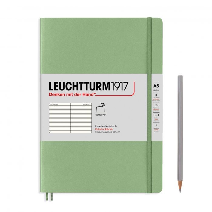L NOTEBOOK SC A5 MED RULED SAGE 123p