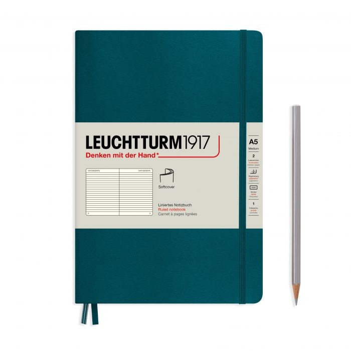 L NOTEBOOK SC A5 MED RULED PACIFIC GREEN 123p
