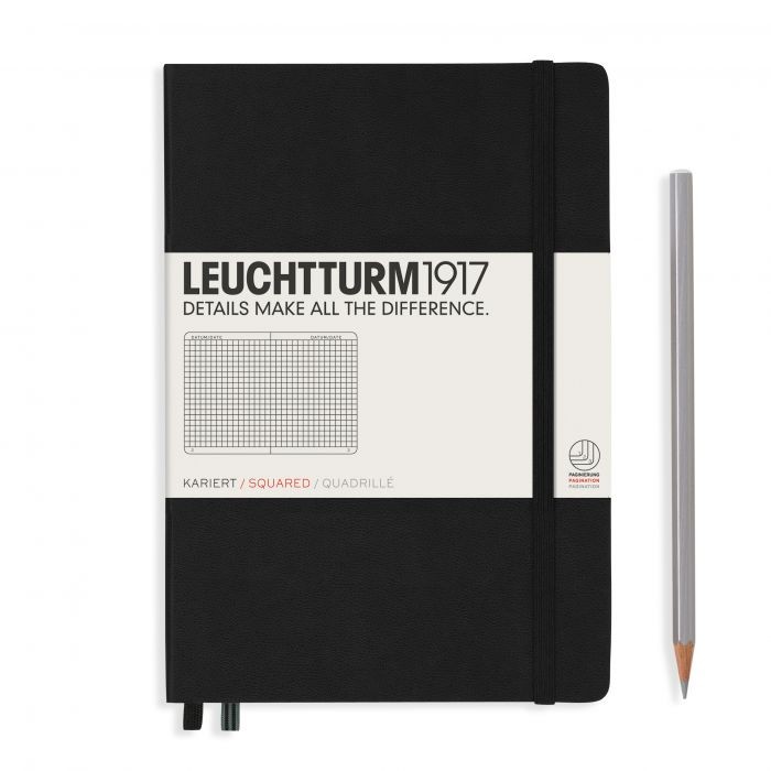 L NOTEBOOK HC A5 MED SQUARED BLACK 251P