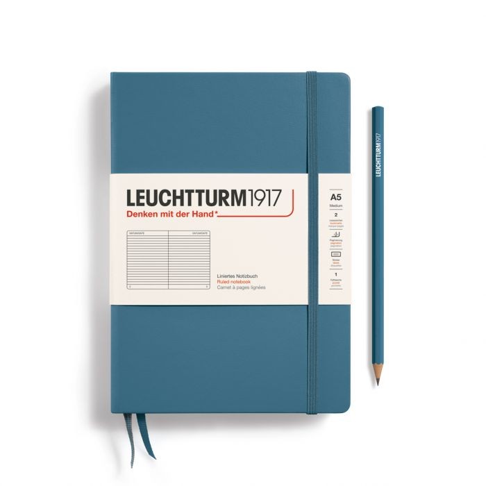 L NOTEBOOK HC A5 MED RULED STONE BLUE 251P