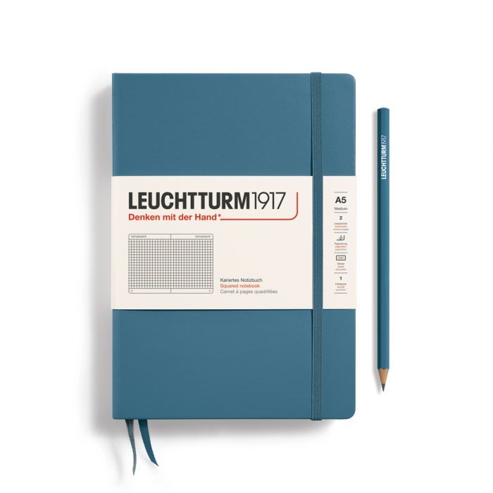 L NOTEBOOK HC A5 MED SQUARED STONE BLUE 251P