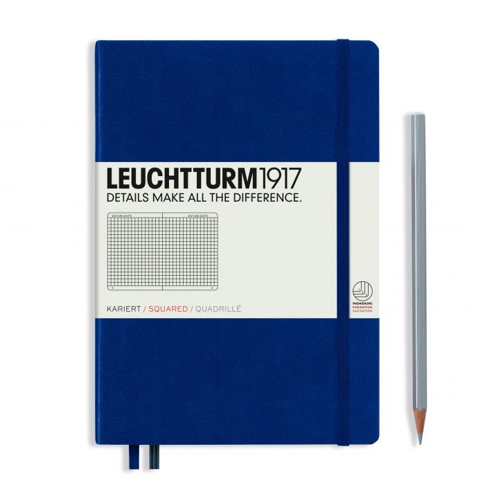 L NOTEBOOK HC A5 MED SQUARED NAVY 251P