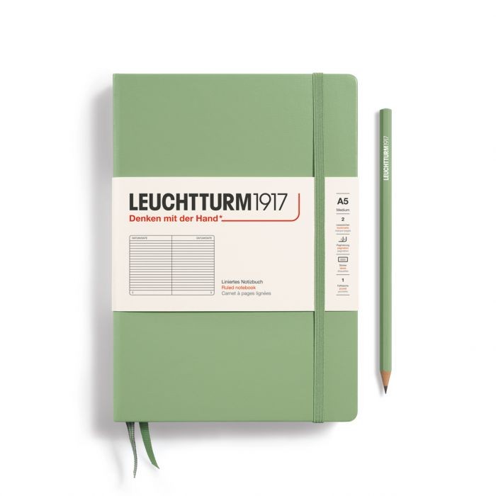 L NOTEBOOK HC A5 MED RULED SAGE 251P