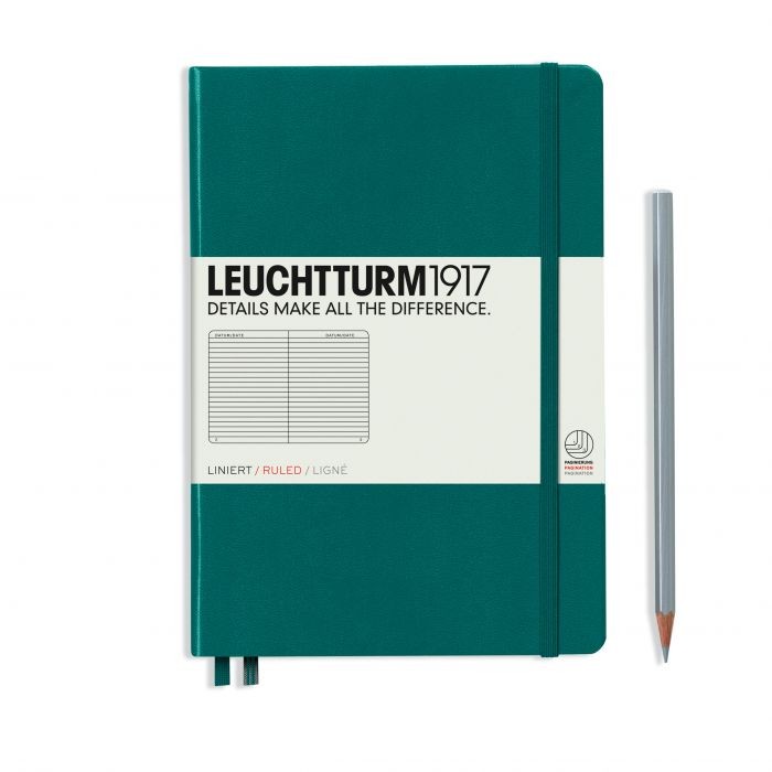 L NOTEBOOK HC A5 MED RULED PACIFIC GREEN 251P