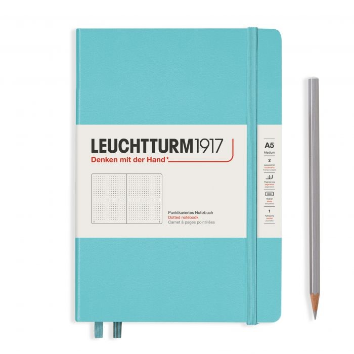 L NOTEBOOK HC A5 MED DOTTED AQUAMARINE 251P