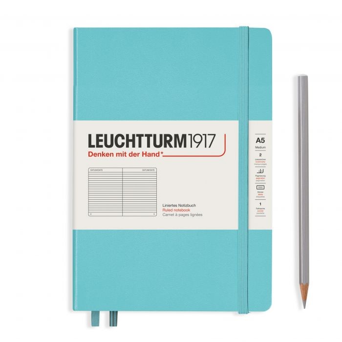 L NOTEBOOK HC A5 MED RULED AQUAMARINE 251P