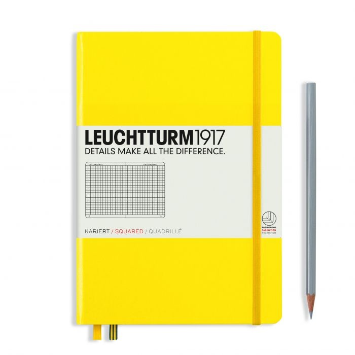 L NOTEBOOK HC A5 MED SQUARED LEMON 251P