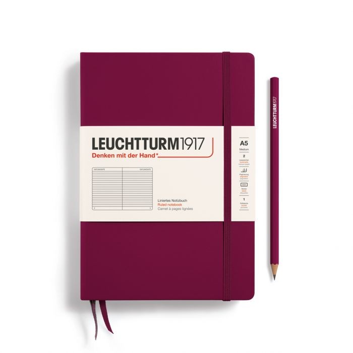 L NOTEBOOK HC A5 MED RULED PORT RED 251P