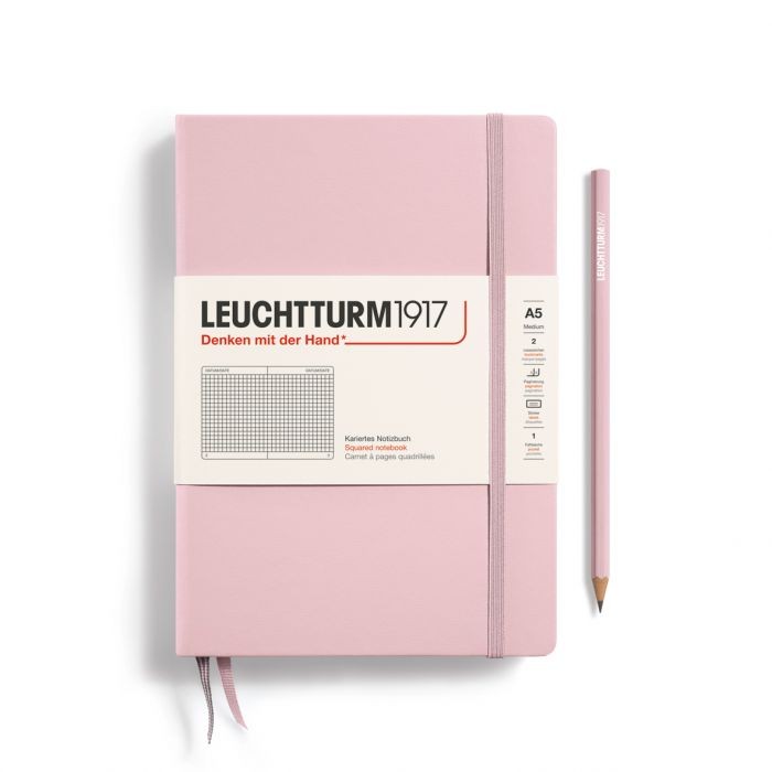 L NOTEBOOK HC A5 MED SQUARED POWDER 251p