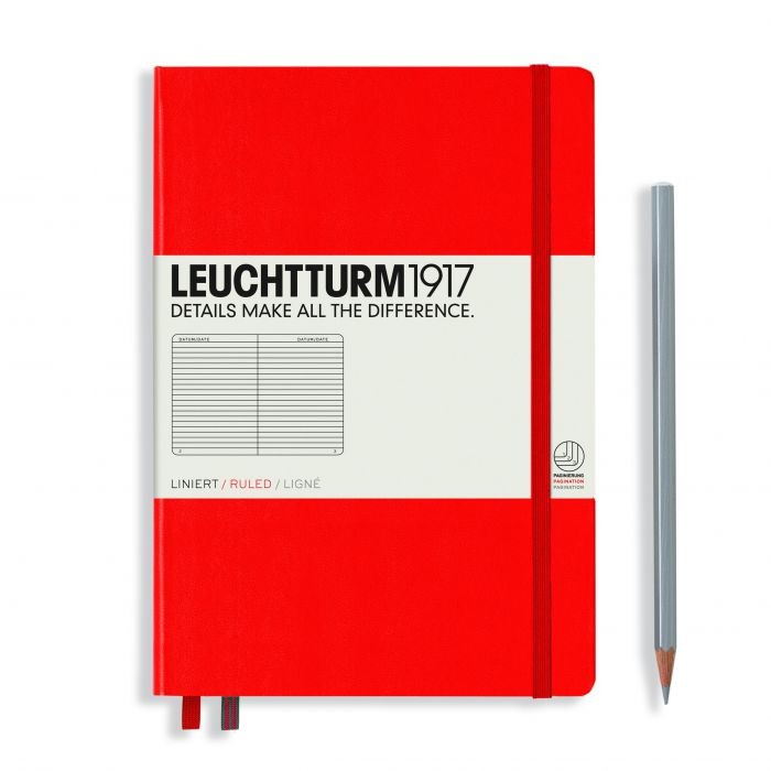 L NOTEBOOK HC A5 MED RULED RED 251P