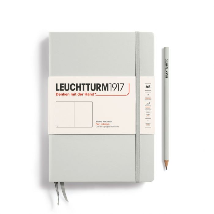 L NOTEBOOK HC A5 MED PLAIN LIGHT GREY 251p
