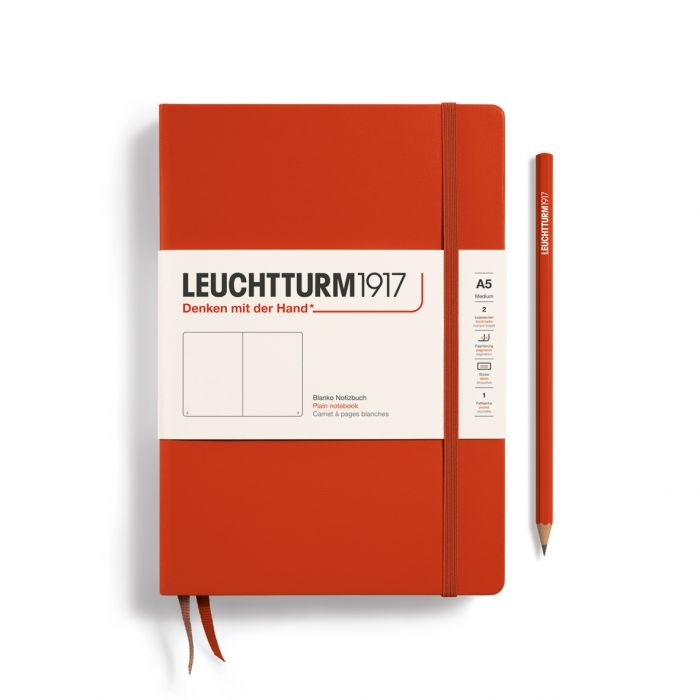 L NOTEBOOK HC A5 MED PLAIN FOX RED 251p
