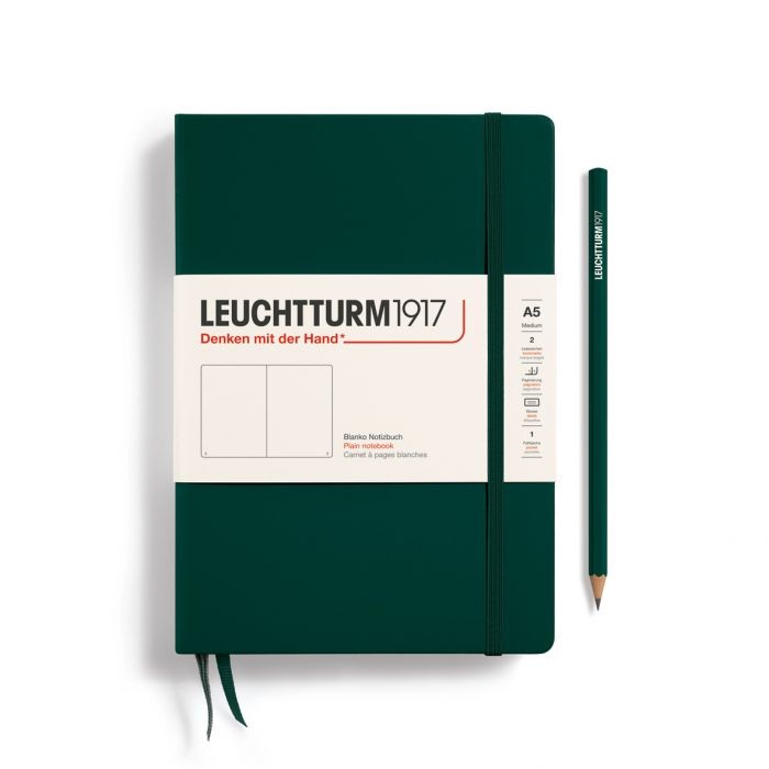 L NOTEBOOK HC A5 MED PLAIN FOREST GREEN 251p