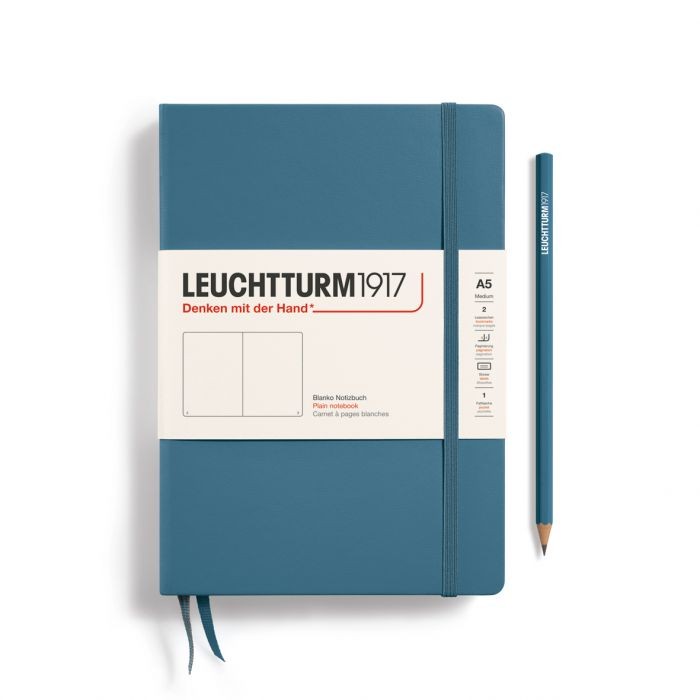 L NOTEBOOK HC A5 MED PLAIN STONE BLUE 251P