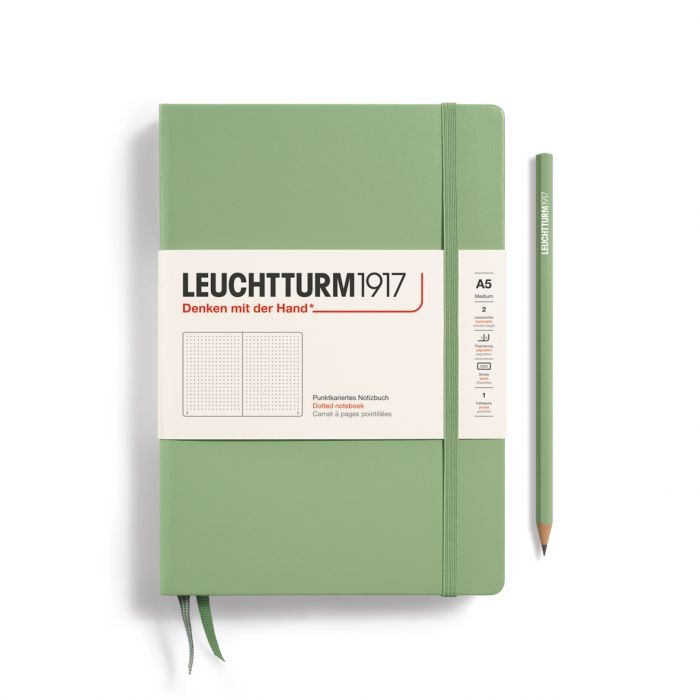 L NOTEBOOK HC A5 MED DOTTED SAGE 251P