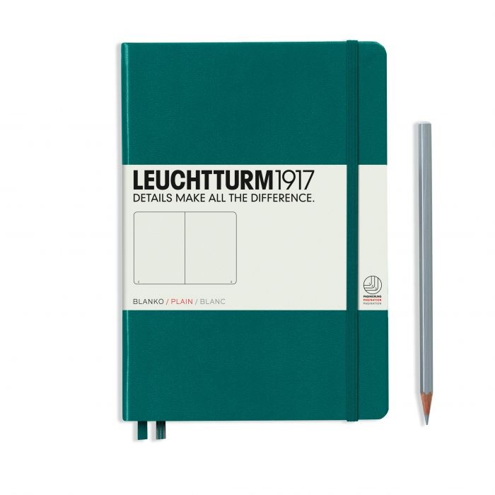 L NOTEBOOK HC A5 MED PLAIN PACIFIC GREEN 251P